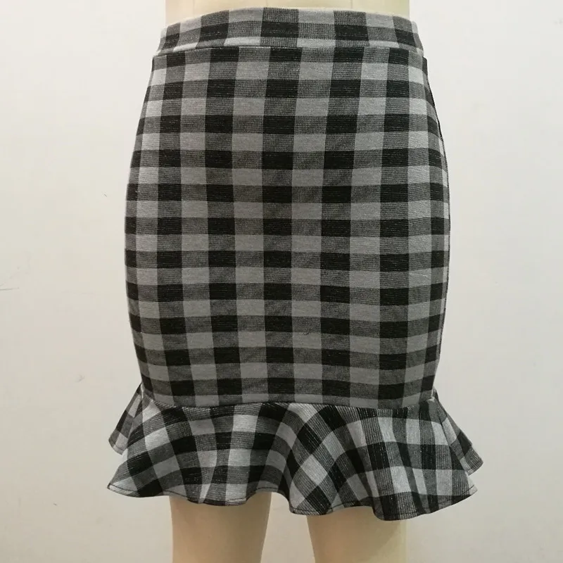 Детская юбка для девочек, горячая Распродажа, черная клетчатая мини-юбка с оборками и высокой талией, Женская винтажная в стиле ретро