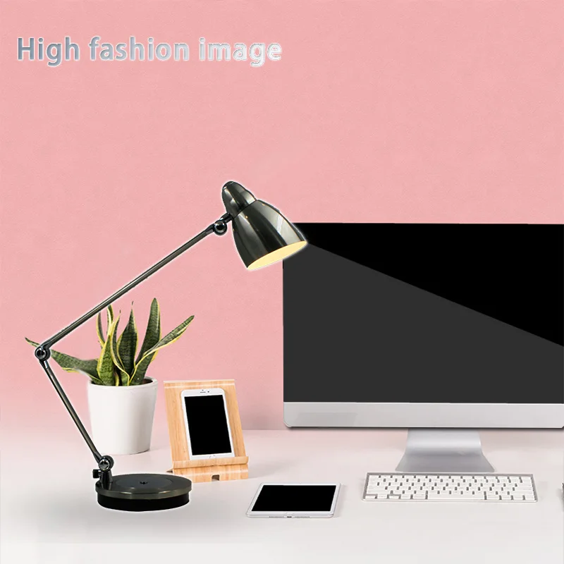 

Led desk lamp flexible long swing arm metal adjustable folding reading table lamp