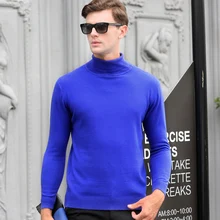 2017 Turtleneck Knitted Slim Fit 100% wool Autumn Winter Warm Luxury Pullover Sweater Men Thick Fashion Casual Male