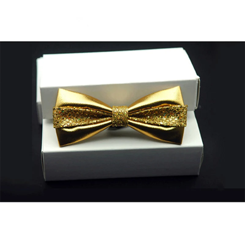 Модный мужской галстук-бабочка из искусственной кожи с блестками в стиле пэчворк, Женский Галстук, красный, золотой, серебряный галстук для взрослых, мужские свадебные вечерние галстуки-бабочки
