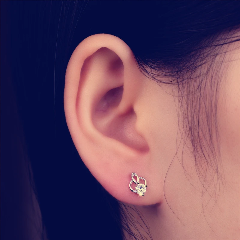 

Cleaning stock Original 925 Sterling Silver Clear Crytal Stud Earrings 2018 Fashion Earrings for Women FE305H30