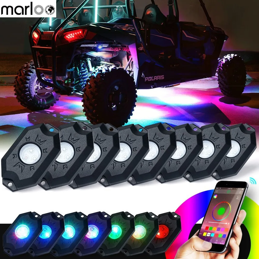 Marloo 8 подсветки RGB LED Rock Light s с пультом дистанционного управления Bluetooth