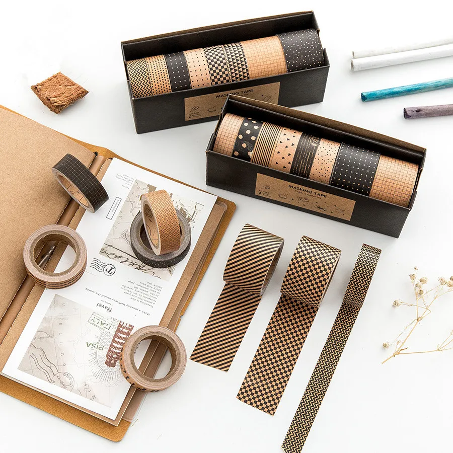 Buy 8pcs/lot Vintage Kraft Paper Kawaii Washi Tape