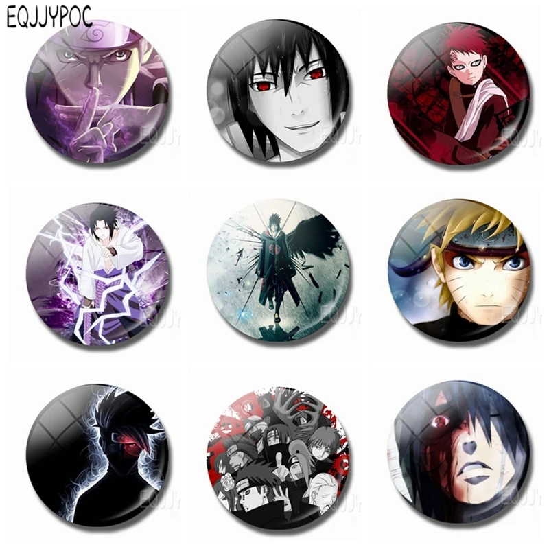 

NARUTO 30MM Glass Fridge Magnet Uzumaki Naruto Cartoon Whiteboard Refrigerator Uchiha Sasuke Magnets Sticker Hatake Kakashi