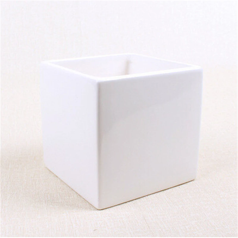 2 Pcs Set Small Square Ceramic Flower Pots Vases Creative Home