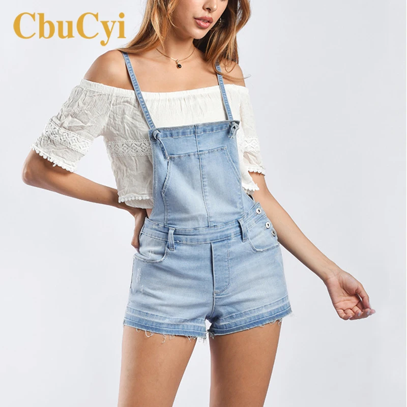 denim short romper womens
