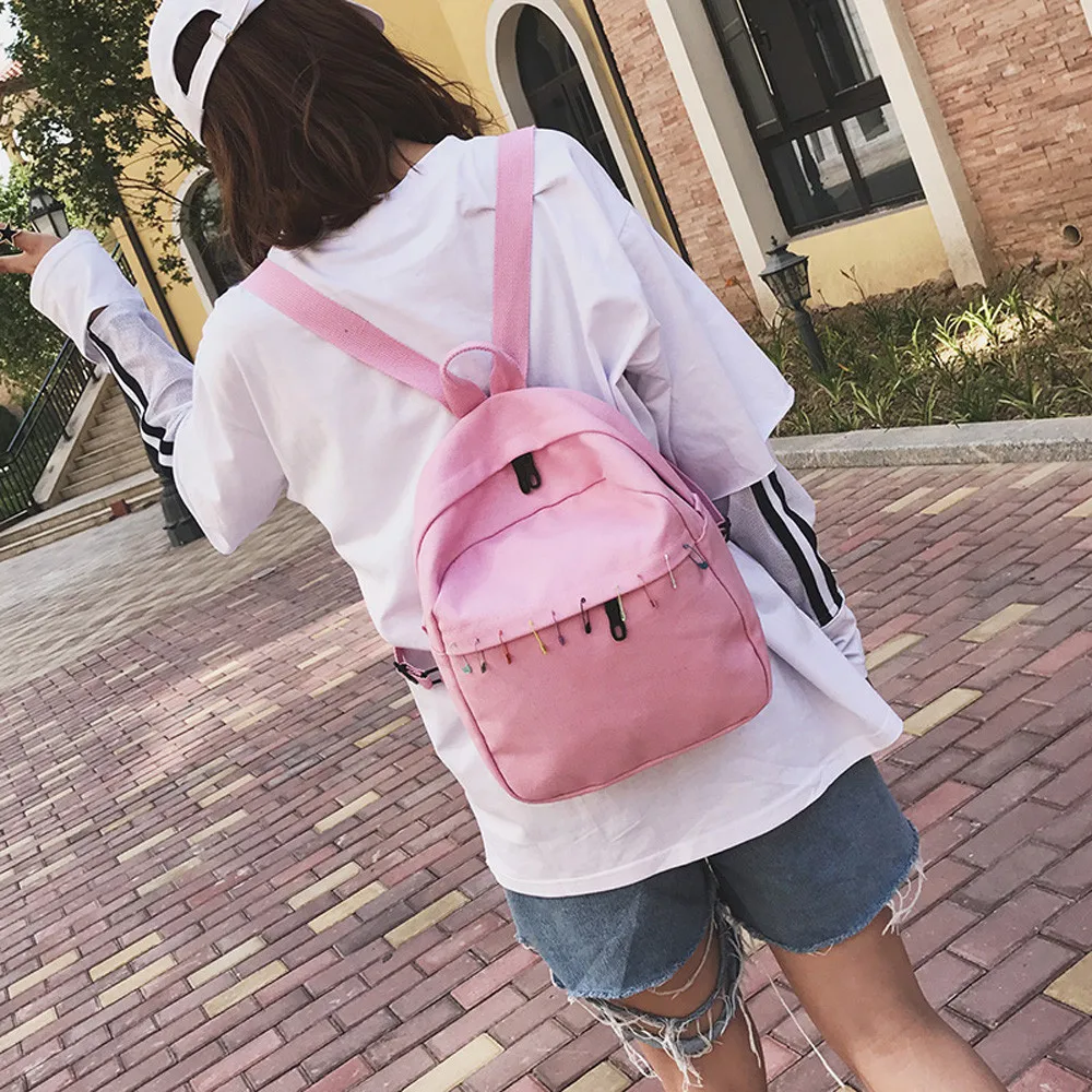 

Women Fresh Canvas Backpack Teenagers Casual Solid Rucksack Mochila Feminina Escolar Adolescente