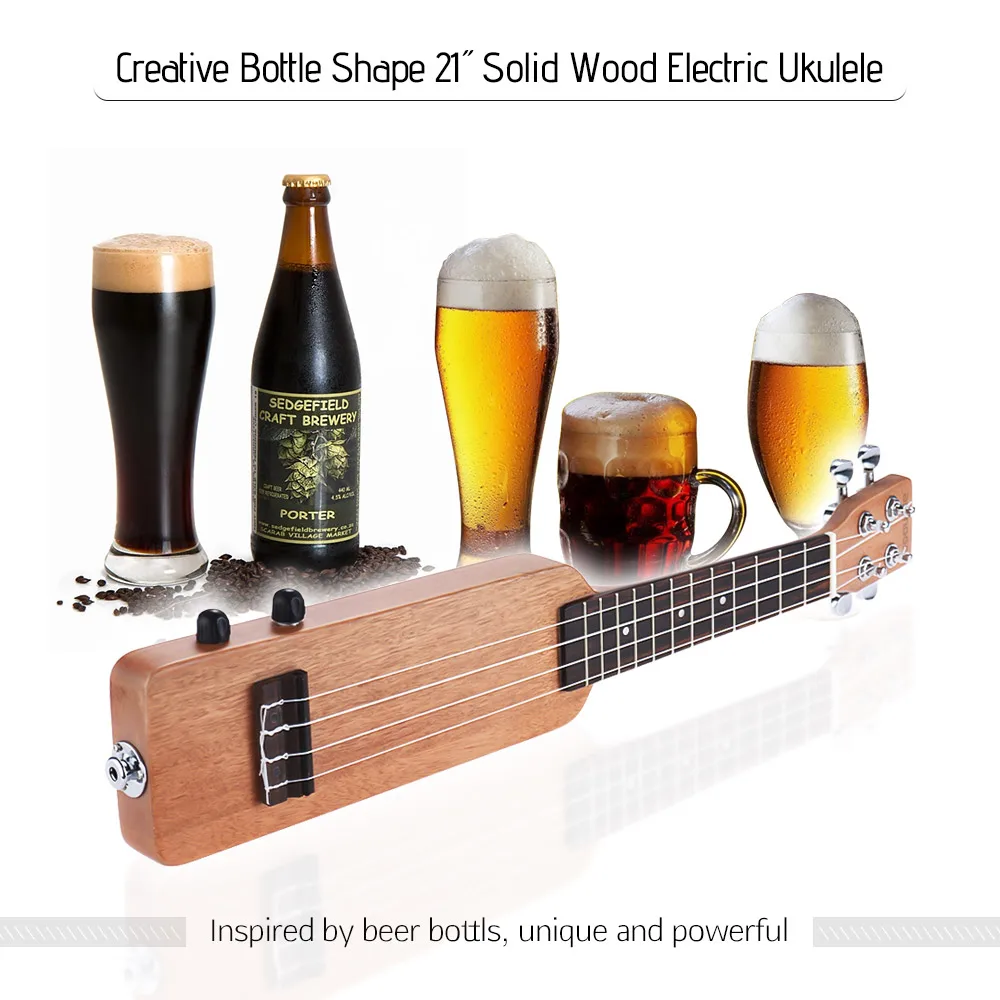 Ammoon 2" Ukulele Solid Wood Okoume электрический набор укулеле с гитарным тюнером сумка 3,5 мм аудио кабель струны медиаторы