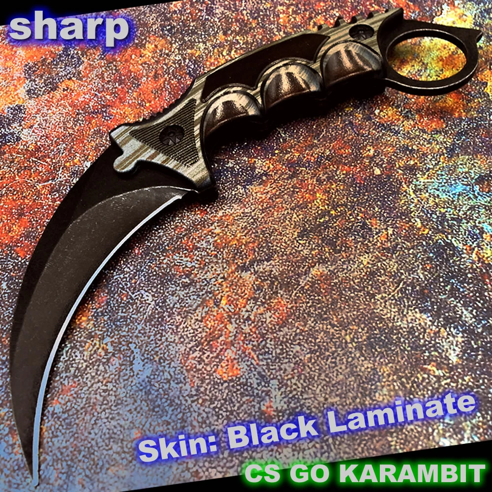 Stone wash Black knife CS GO Karambit Claw knife Sharp Counter Strike Knives Survival Camping Fighting Hunting AliExpress