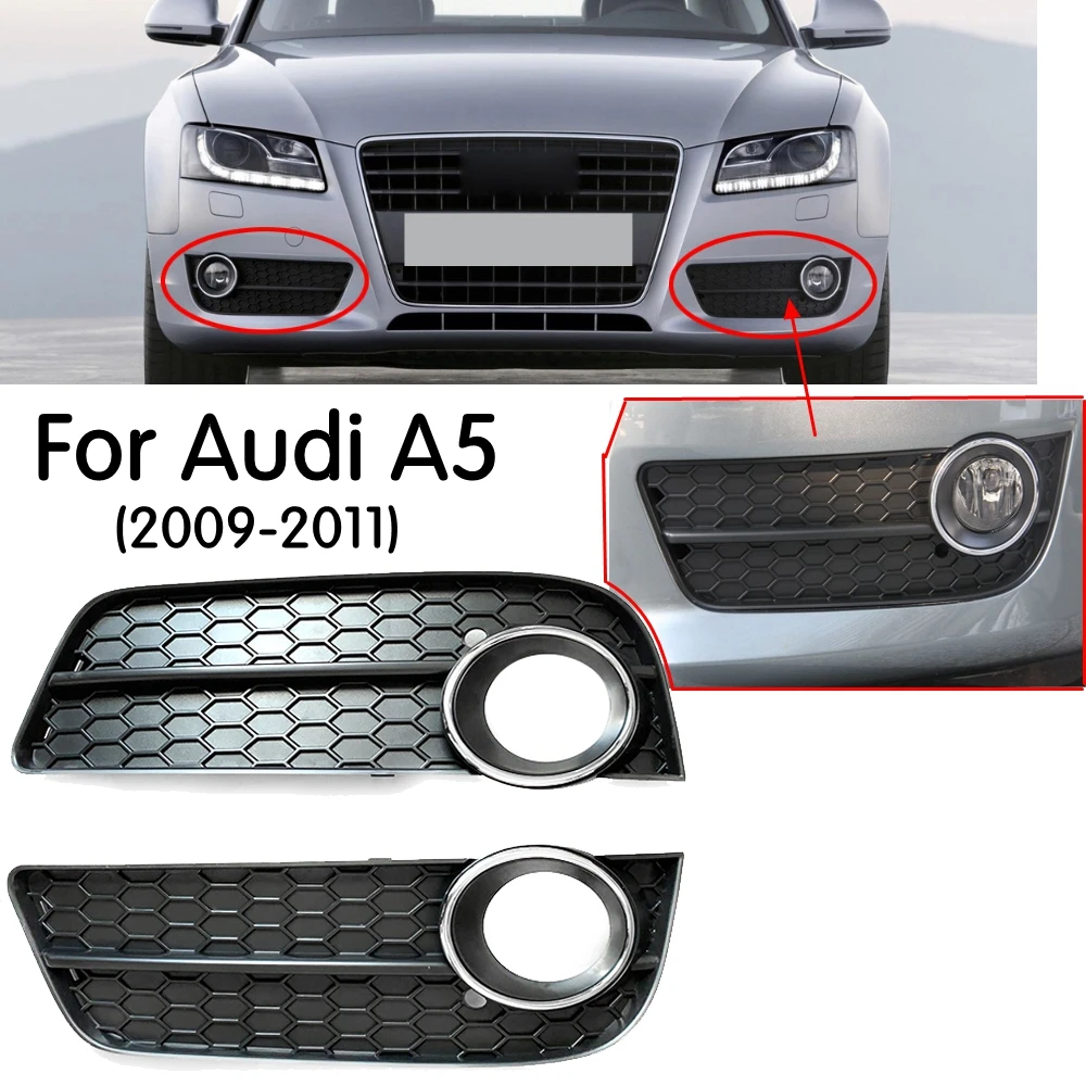 

Front Left/Right Lower Bumper Car Fog Light Cover Vent Grille Side Insert Grille for Audi A5 2009 2010 2011 Auto Lamp Hoods