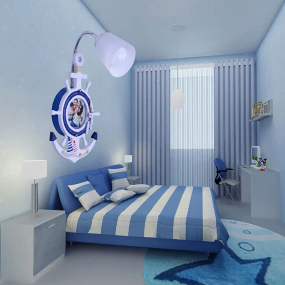 

Creative Kid Led Wall Lamp Light Fixtures Mediterranean Childs Room Wall Led Lamp E27 Entrance Lamp Wall Led Light Luminaria