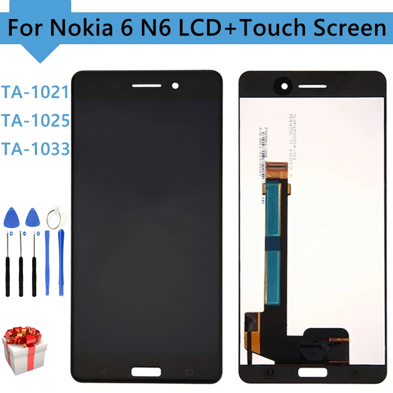 

100% Tested For Nokia 6 N6 LCD Display Touch Screen Digitizer For For Nokia 6 LCD Assembly Replacement Parts No Dead Pixels