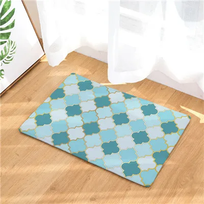 Flannel geometric door mats Household bathroom door mats foot mats long bedroom mats - Цвет: 18
