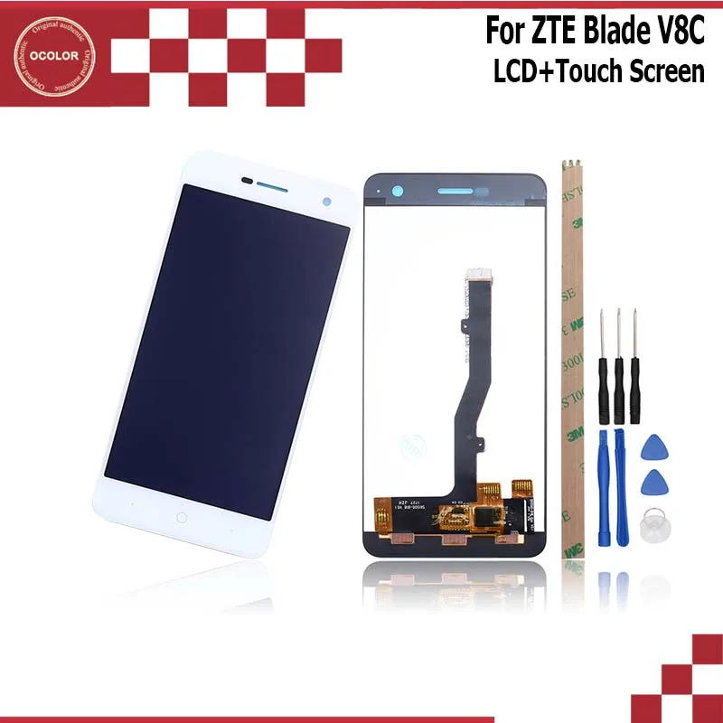 

ocolor For ZTE Blade V8C LCD Display And Touch Screen 5.0 Inch Mobile Phone Accessories For ZTE Blade V8C +Tools And Adhesive