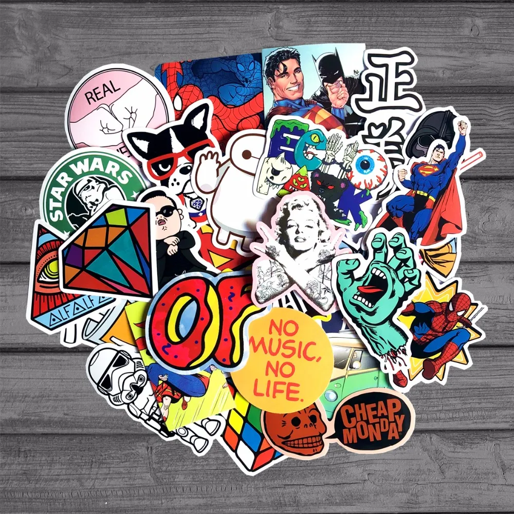 50 قطعة/الوحدة عشوائي للماء الكرتون ملصقا للأطفال لعبة الأمتعة لوح التزلج الهاتف على محمول موتو دراجة جدار الغيتار ملصقات