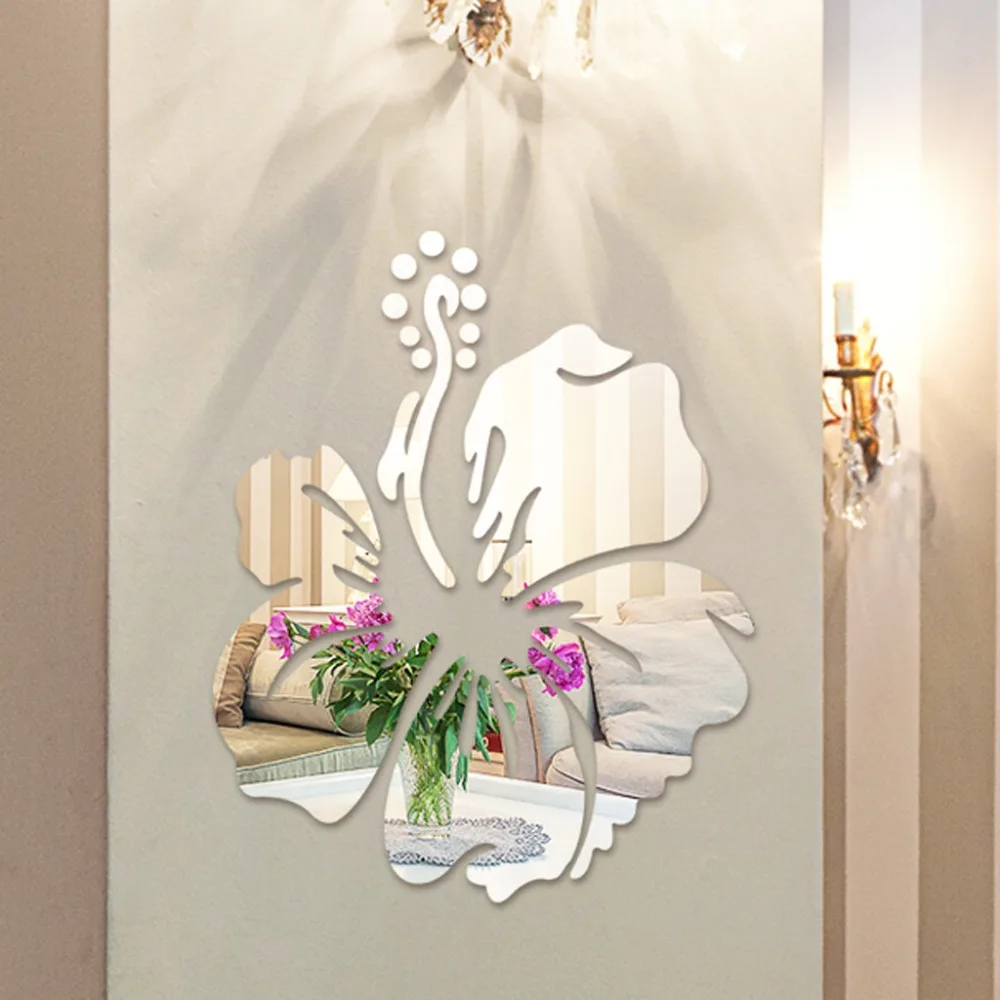 

3D DIY Flower Shape Acrylic Wall Sticker Modern Decoration Mirror wall stickers Removable Mural Wallpaper Art Decals Home Decor