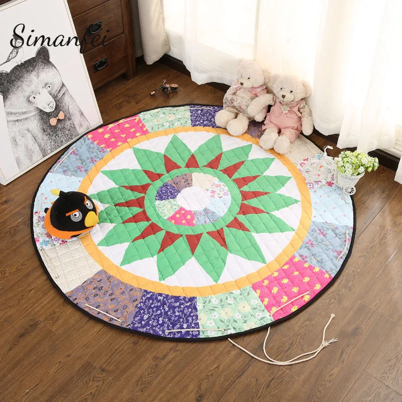 

Simanfei Cartoon Carpets Animal Fox/Bear/Tree Yoga Mat Baby Creeping Round Mats Bedroom Decor Kids Play Rug Knitted Sleep Tapis