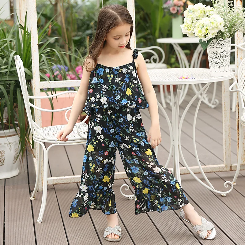 

Summer Girls Jumpsuit Girl Children Sling Romper 2017 Teen Girl Clothing Set Bloomers Pants For 789 10 11 12 13 14 Yrs FC1322