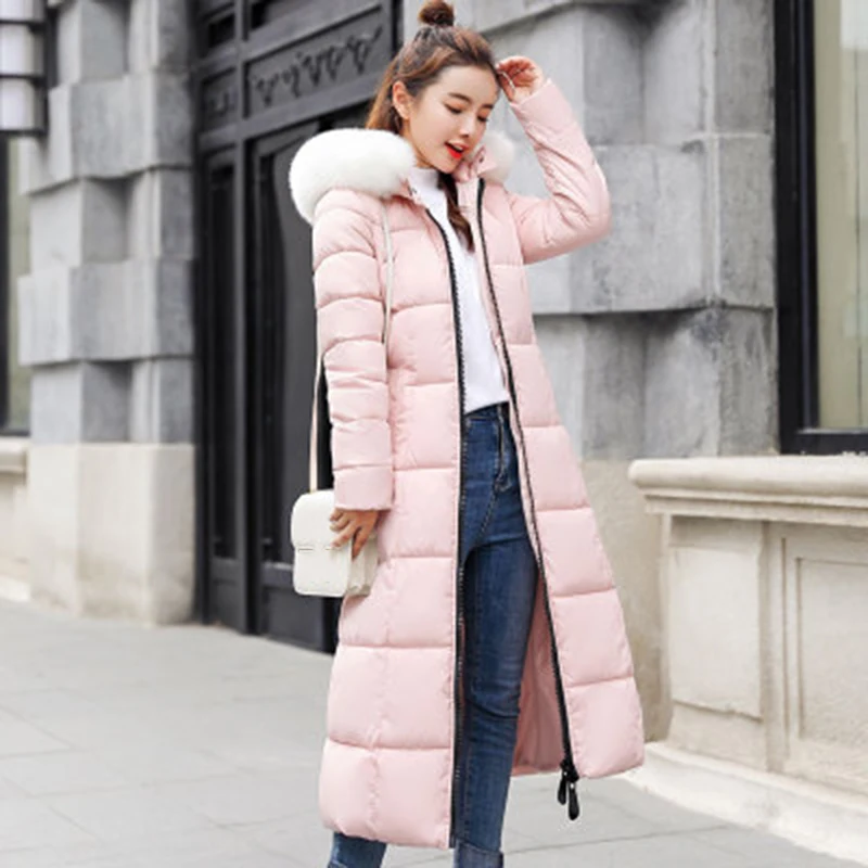 Coton Femmes Veste Longue F766 Épais Femelle Grand Noir 2018 De Dame Fourrure Le La Taille Manteau Parka Vers Plus Capuchon Mince Avec rose Hiver Rembourré Bas rouge ivoire dIxwqvgvt