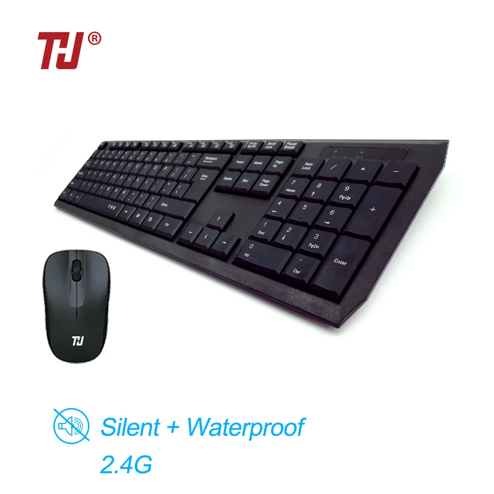 

THU Waterproof 2.4GHz Ultra Thin Compact Portable SMALL Wireless Keyboard and Mouse Combo Set for PC, Desktop, Laptop