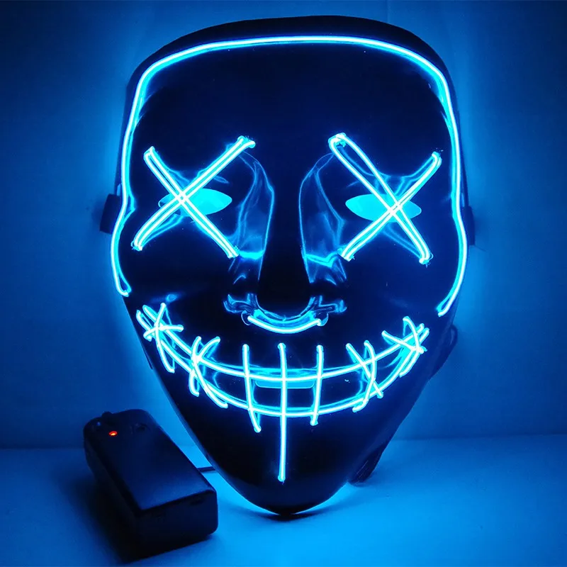 

Halloween EL Wire Mask Flashing Cosplay LED MASK Light Up Costume Anonymous Mask for Glowing dance Carnival Party Masks