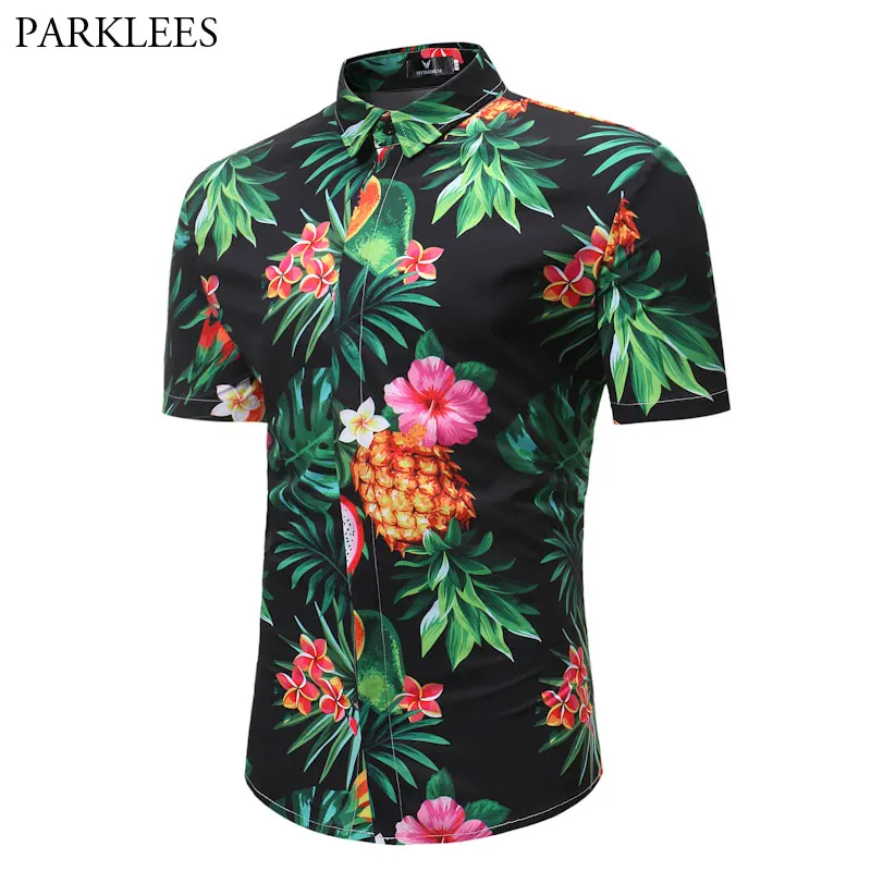 2018 New Arrival Men Beach Hawaiian Shirt Summer Fashion Fruit Print ...