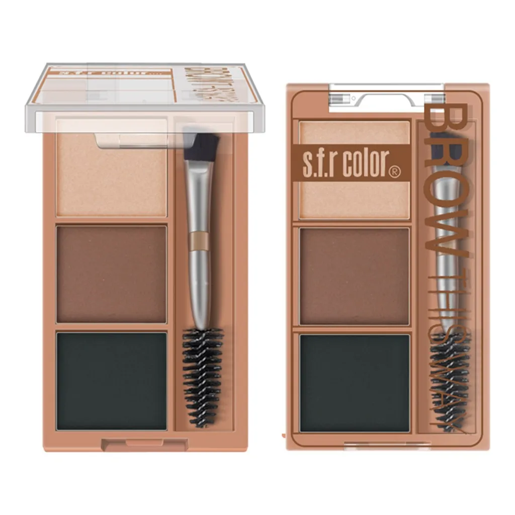 Make Individual Character Eyebrow Makeup 3 Color Eyebrow Powder Combination Professional Waterproof Makeup Eye Shadow With Brush