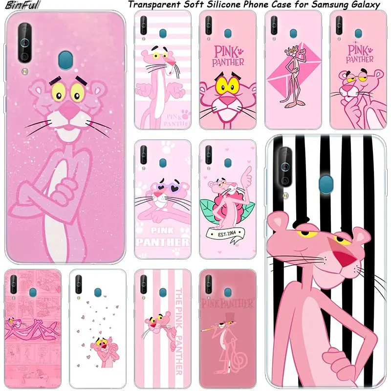 

Cute cartoon Pink Panther Silicone Phone Case For Samsung Galaxy A80 A70 A60 A50 A40 A40S A30 A20E A2CORE M40 Note 10 Plus 9 8 5