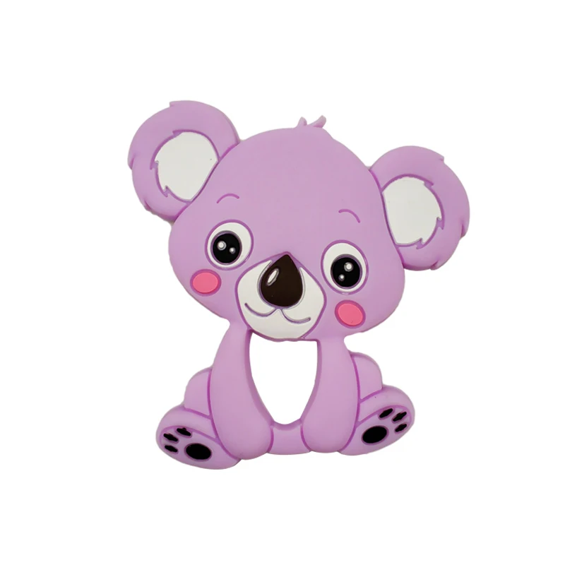 Укус пищевого силикона Diy животное коала детский Прорезыватель жевательное Кольцо Силиконовые Детские Прорезыватели игрушки подарок для детей Детские подвески - Цвет: Koala Purple