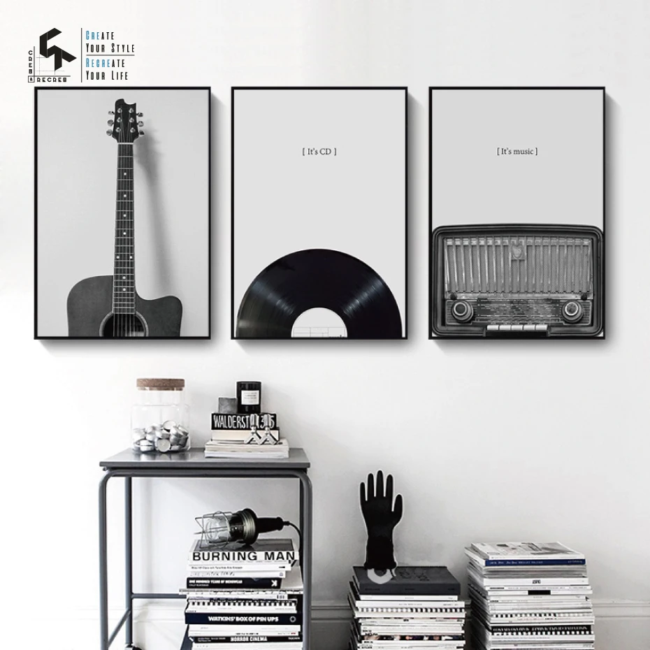 

CREATE&RECREATE Retro Poster Guitar Music Poster Vintage Print Canvas Oil Painting Wall Art Home Decorative Picture CR1810114001