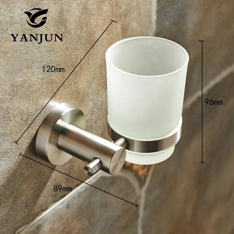 Yanjun Fashion 304 Stainless Steel Single Cup Tumbler Holder Wall Mounted Toothbrush Cup Holder Bathroom Accessories YJ-7564 black paint stainless steel bathroom toothbrush cup holder tumbler wall mounted