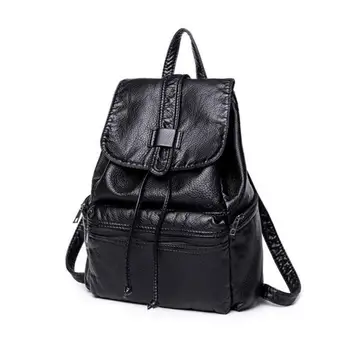 

bag again 022417 new hot lady fashion leather backpack female travel bag