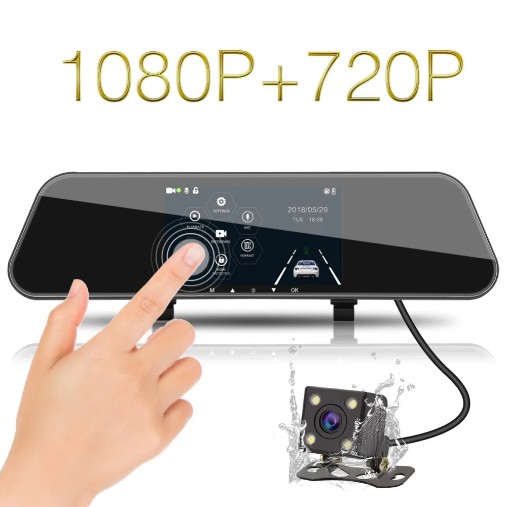 

Pumpkin 5''IPS Screen Car DVR Camera Night Vision Waterproof Car Dual Dash Camera Rearview Mirror Dual Lens 1080P Video Recorder
