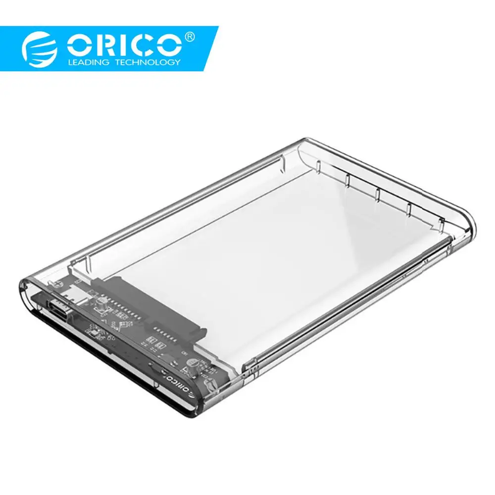 ORICO 2,5 дюймовый Прозрачный чехол для жесткого диска type-C Gen 1 для Sata 3,0 без инструментов 5 Гбит/с USB 3,1 жесткий диск корпус-(2139C3