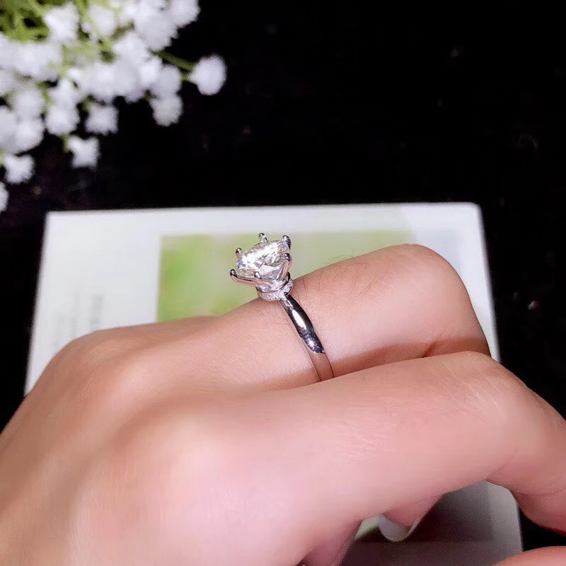 Women's Enchanting Sterling Silver Moissanite Stone Ring Display 5