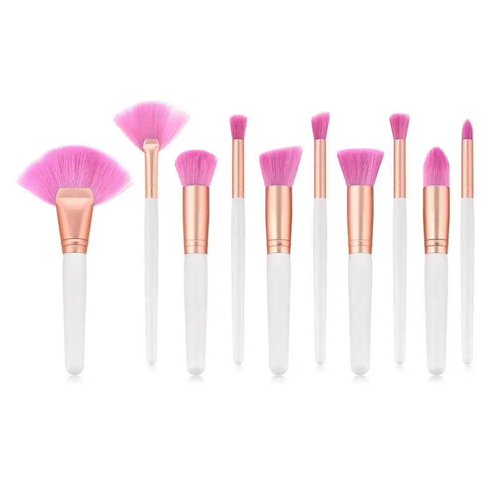 

Lovely Pink Makeup brushes kit 10Pcs brush tools wood handle soft nylon head for eye shadow blush cosmetics 12sets/lot DHL Free