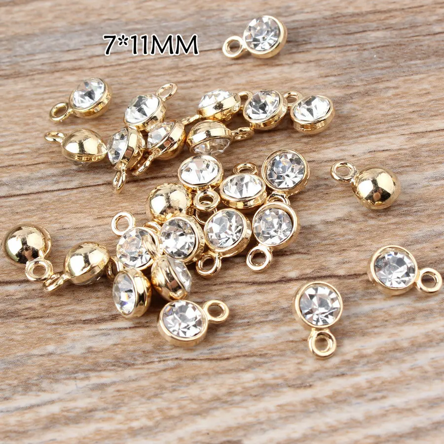 Wholesale 200PCS/Lot Gold Tone Alloy Crystal Rhinestone Jewelry Charms