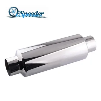 

ESPEEDER Universal 2.5Inch Stainless Steel Exhaust Muffler Exhaust Tip Pipe Tube Auto Muffler Resonator