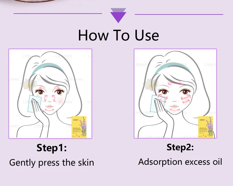 90 шт/boxOEDO лавандовые маслопоглощающие бумажные листы поглощают пятна лица, уменьшает контроль масла, отбеливает, поддерживает очищение лица