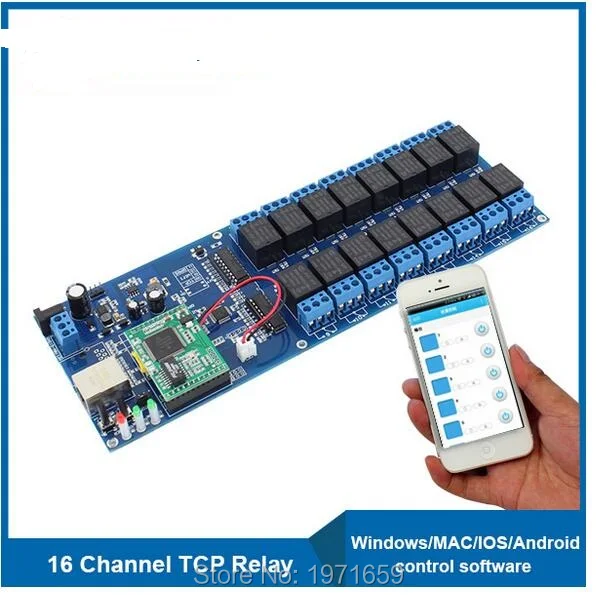 Ethernet Network Controller 16-Kanalig Relais Modul 16CH Relay