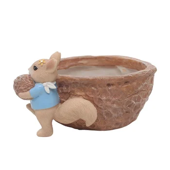 

Flowerpot Cartoon Cute Animal Squirrel Fleshy Flower Pot Resin Succulent Pots Desktop Decoration For Office