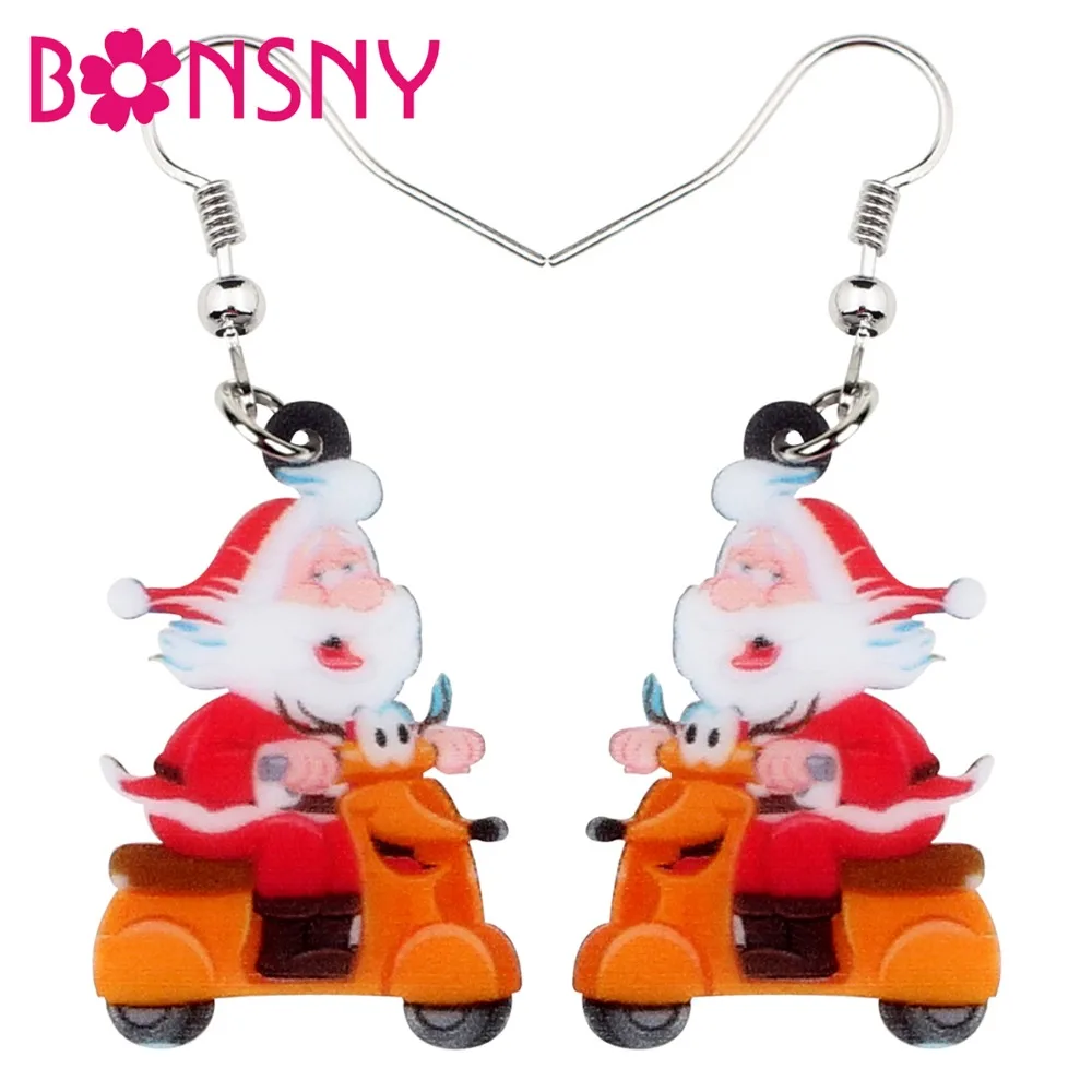 

Bonsny Acrylic Christmas Gift Santa Claus Earrings Drop Dangle Party Decoration Sets Jewelry For Women Girls Teens Charms Bijoux