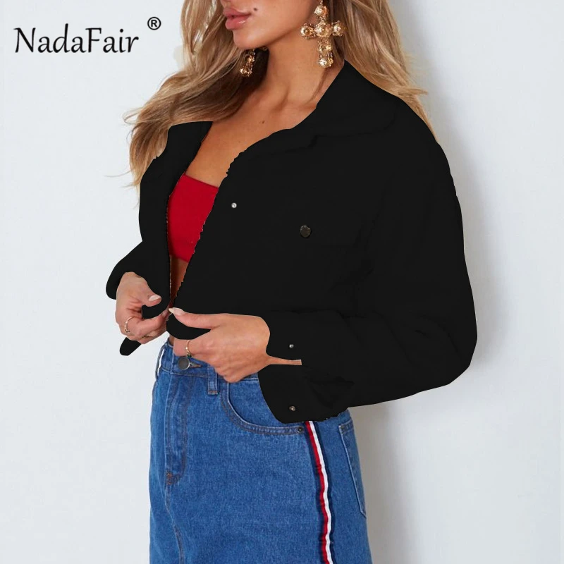 Nadafair женская короткая куртка из искусственного меха с отложным воротником и