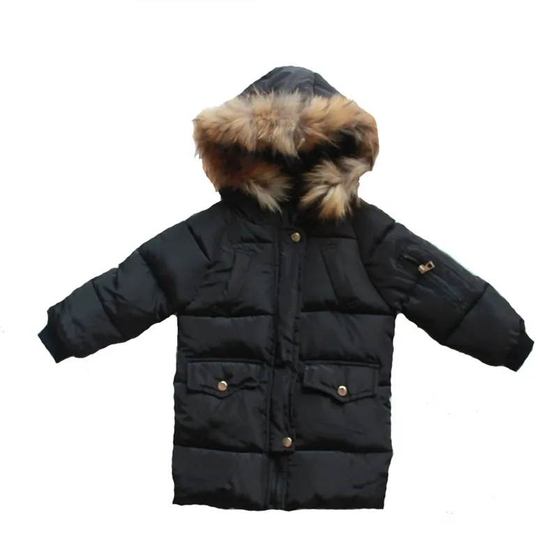 COOTELILI Long Parka Girl Winter Coat For Boys Real Raccoon Fur Hooded Winter Kids Jacket Boys Baby Girl Clothes Winter  (2)