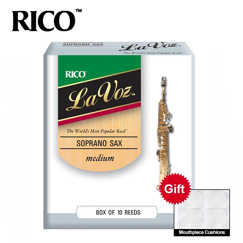 RICO La Voz Soprano Sax Reeds, Strength Medium Soft / Medium, 10 pack