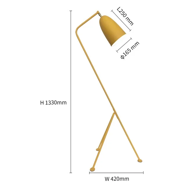 Торшер, современный стоячий светильник для гостиной, светильник для чтения, лофт, железный треугольный светодиодный напольный светильник - Цвет абажура: Yellow Color