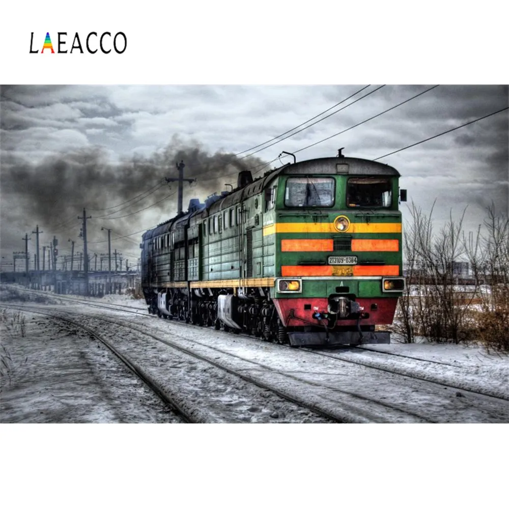 Laeacco фон для фотосъемки со старым паровым двигателем поездом с рисунком
