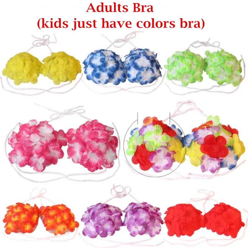 

Colorful Woman Hawaii Flower Bra Floral Lei Hula Bra Children Adults Dance Costume Accessories Summer Party Fancy Dress Decor