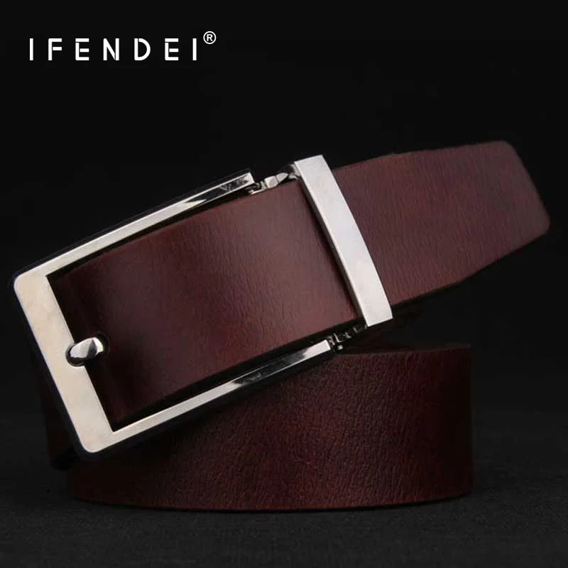 

IFENDEI New Brand Soft Leather Belt For Men Designer Belts Men High Quality Casual Gold Pin Buckle Thick Leather Belts Waist