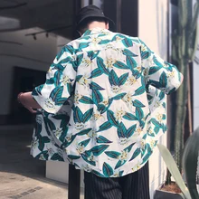 Летняя новая свободная рубашка с короткими рукавами и цветочным принтом с пятью точками, красивая Мужская рубашка с короткими рукавами